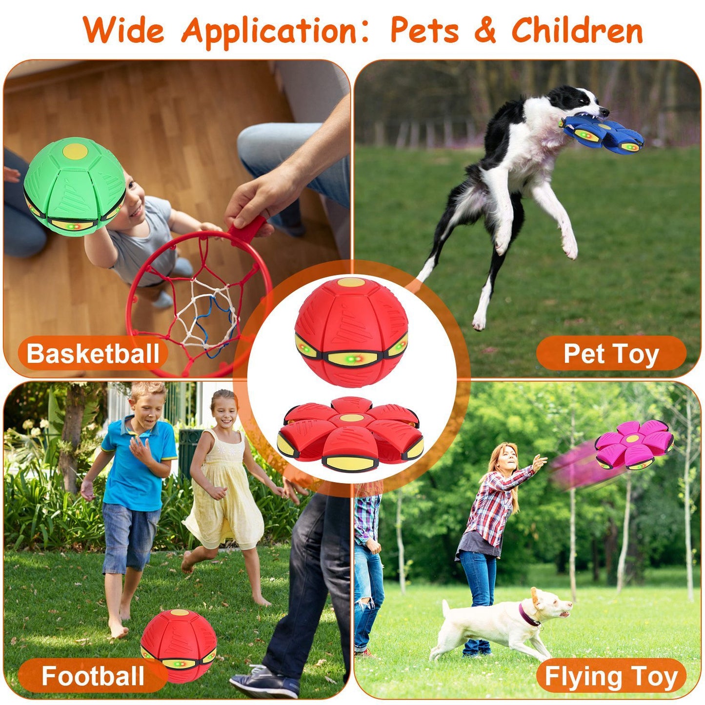 4 Pack Flying Saucer Ball Electric Colorful
