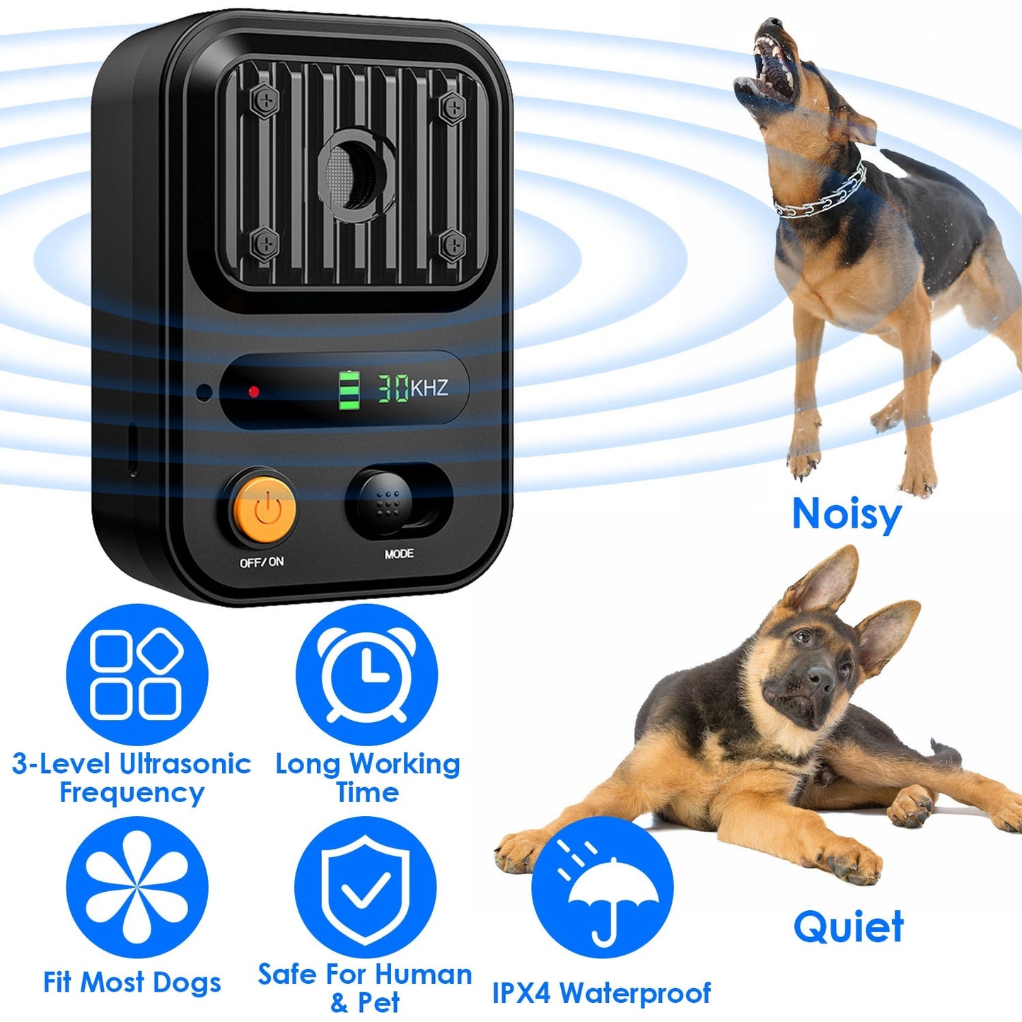 Black-Green Color Options -- 1Pc Ultrasonic Anti-Barking Device Rechargeable Auto Dog Bark Control Deterrent Box Training Device