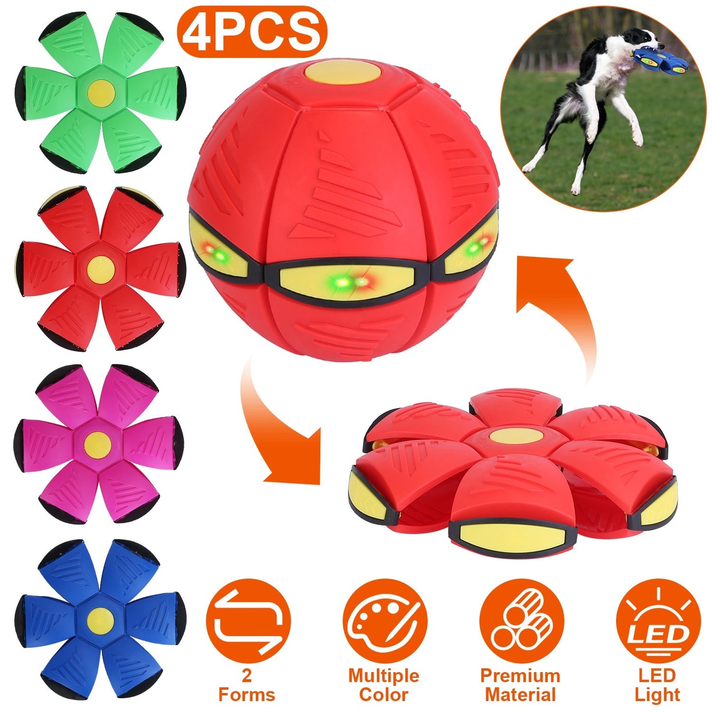 4 Pack Flying Saucer Ball Electric Colorful