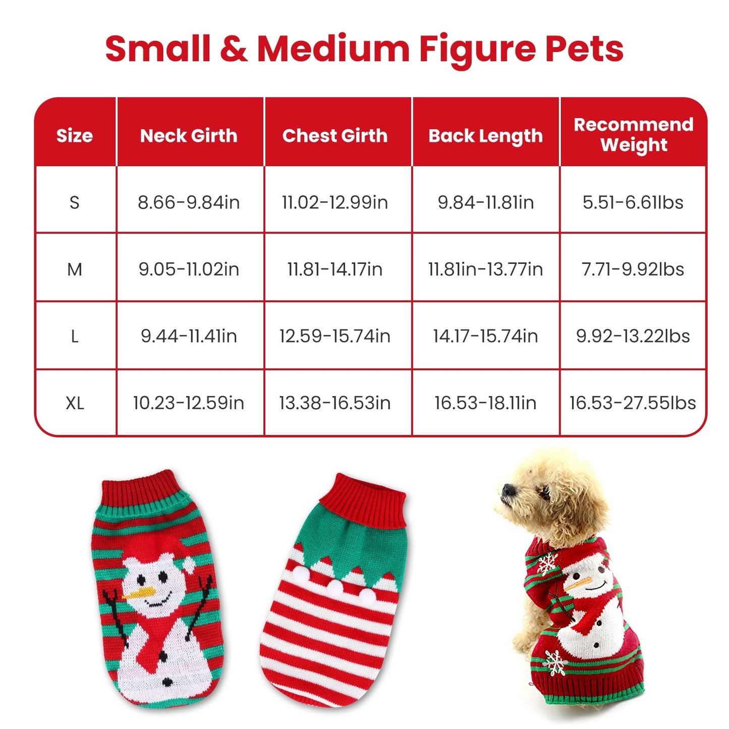 2 Patterns 4 Sizes Option-- 1Pc Pet Christmas Turtleneck Sweater Dog Cat Christmas Clothes
