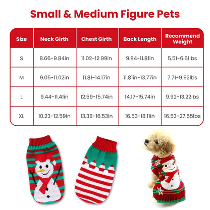 2 Patterns 4 Sizes Option-- 1Pc Pet Christmas Turtleneck Sweater Dog Cat Christmas Clothes
