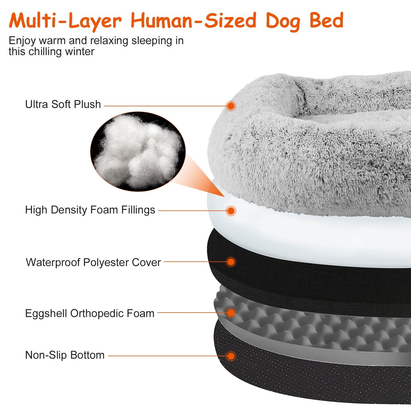 1Pc Large Foldable Human Size Dog Bed With Pillow Blanket Flurry Plush Napping Human