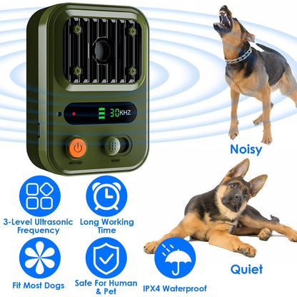 Black-Green Color Options -- 1Pc Ultrasonic Anti-Barking Device Rechargeable Auto Dog Bark Control Deterrent Box Training Device