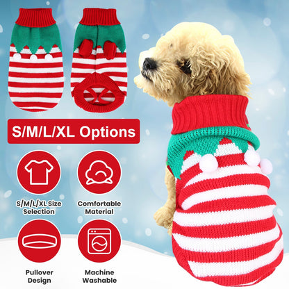 2 Patterns 4 Sizes Option-- 1Pc Pet Christmas Turtleneck Sweater Dog Cat Christmas Clothes