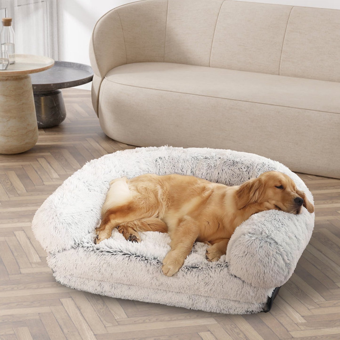 1Pc Large Foldable Human Size Dog Bed With Pillow Blanket Flurry Plush Napping Human