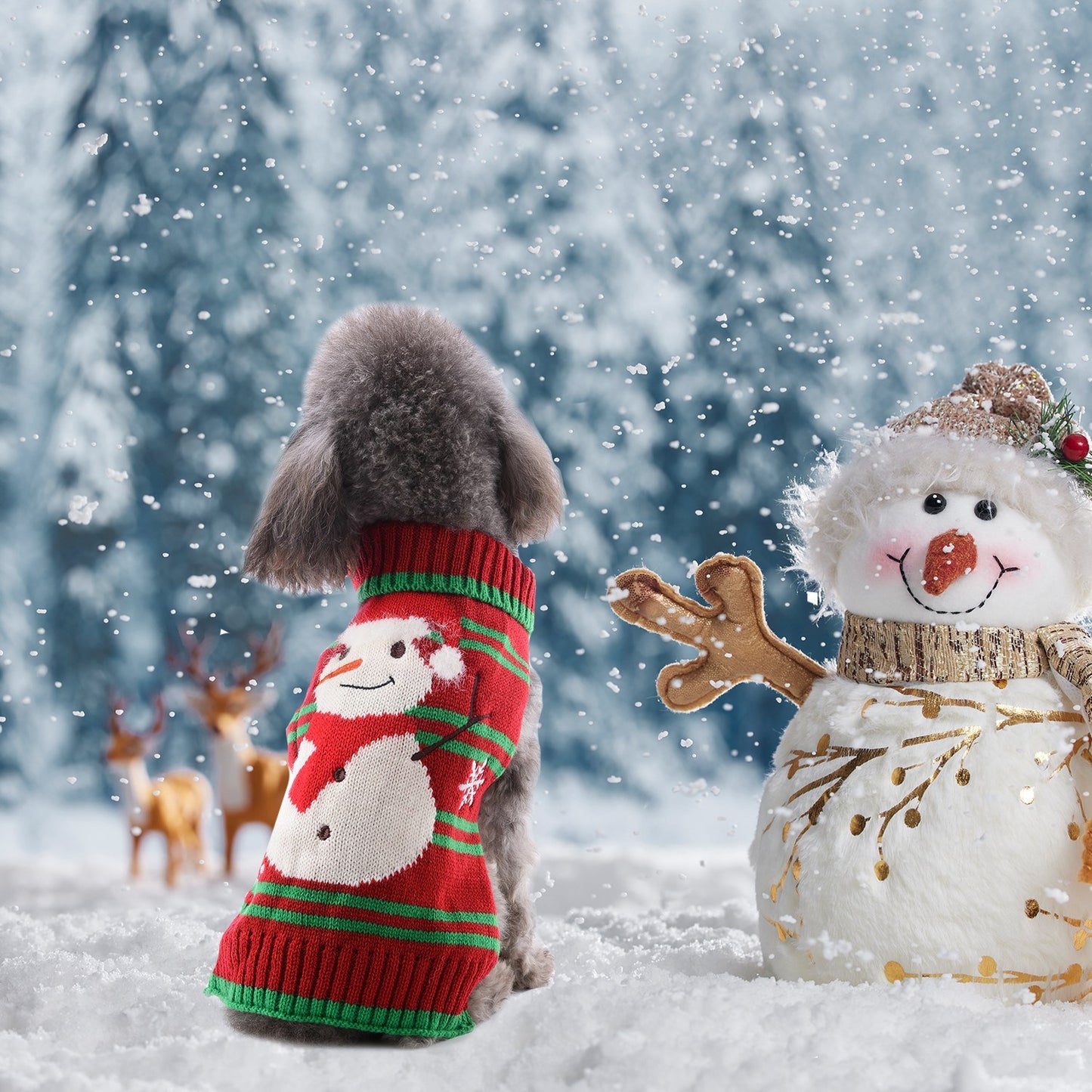 2 Patterns 4 Sizes Option-- 1Pc Pet Christmas Turtleneck Sweater Dog Cat Christmas Clothes