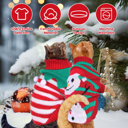 2 Patterns 4 Sizes Option-- 1Pc Pet Christmas Turtleneck Sweater Dog Cat Christmas Clothes
