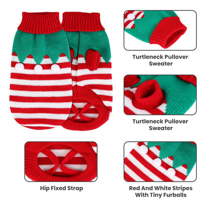 2 Patterns 4 Sizes Option-- 1Pc Pet Christmas Turtleneck Sweater Dog Cat Christmas Clothes